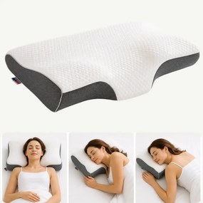Perna cervicala ortopedica CERVI-SAN Prim memory foam, 9/3 cm, husa Tencel