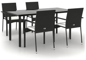 3185134 vidaXL Set mobilier de grădină cu perne, 5 piese, negru, poliratan