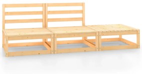 Set mobilier gradina, 3 piese, lemn masiv de pin Maro, 2x mijloc + suport pentru picioare, 1