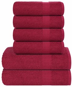 vidaXL Set prosoape 6 piese Bordeaux 360 g/m² 100% bumbac