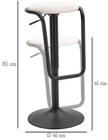 Scaun de bar alb/negru cu înălțime ajustabilă tapițat (înălțime șezut 61 cm) Destiny – Mauro Ferretti