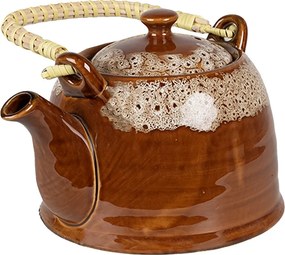 Ceainic cu infuzor, maro, din ceramica, capacitate 750 ml, Browny