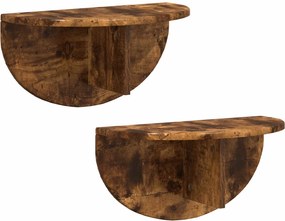 vidaXL Raft de perete Pe perete 2 pcs Stejar fumuriu 48 x 24 x 24 cm