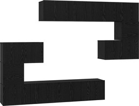 vidaXL Set comodă TV Pe perete 8 pcs Stejar Negru Lemn compozit