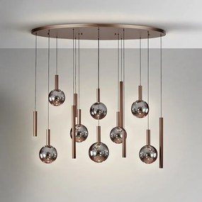 Lustra bronz inchis cu 14 pendule fumurii Sapore