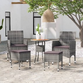 vidaXL Set mobilier de grădină, 5 piese, gri, poliratan