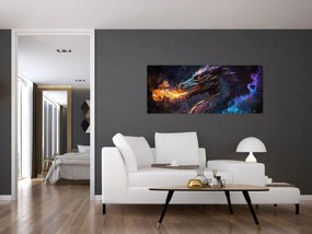 Tablou - Dragon scuipând flăcări (120x50 cm)