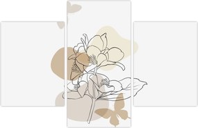 Tablou - Flori bej cu fluture N⁰1 (90x60 cm)