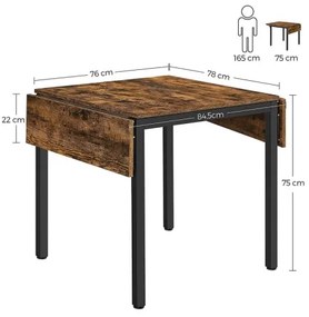 Masă extensibilă de dining ELDUR, maro/negru