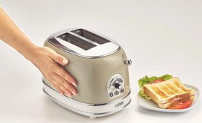 Resigilat: Prajitor de paine Ariete VINTAGE 0155/03, 810W, 2 felii, 3 functii, 6 trepte, Tava irimituri detasabila, Bej