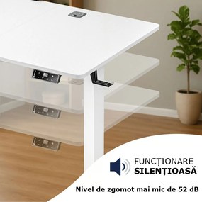 Birou de birou reglabil pe înălțime FLEXI, 140x60x72–117cm, alb Casaria