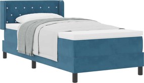 vidaXL Pat cu arcuri cu saltea Albastru închis 200 x 90 cm Catifea