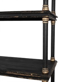 Etajeră neagră din lemn, cu 4 rafturi, 210 x 110 x 40 cm, „Noire”