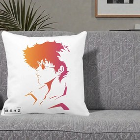Perna Decorativa Cowboy Bebop Spike Silueta Gradient, 40x40 cm, Alba Mata, Husa Detasabila, Perna Inclusa, BEKZ®