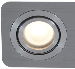 Set de 6 spoturi încastrate rotunjite, culoarea metalului de armă, GU10 50mm, reglabile, IP44, 2 lumini - Alberto