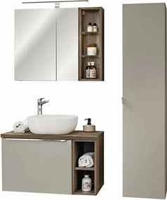 Set mobilier baie 80 cm 8 piese Comad Santa Fe gri siliciu si stejar Santa Fe Vintage