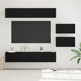 vidaXL Set comodă TV Pe perete 6 pcs Stejar negru 80 x 30 x 30.5 cm