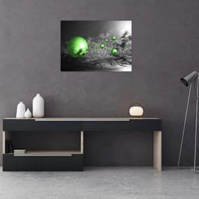 Tablou pe sticlă bilelor verzi abstracte (70x50 cm)