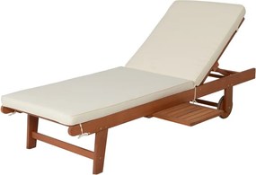 Șezlong de grădină crem/în culoare naturală din lemn masiv San Diego – Garden Pleasure