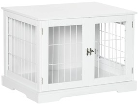 PawHut Cușcă pentru câine 2 în 1 masă de suport cu 2 uși cu sistem de siguranță - dim. 76L x 54.5l x 56H cm - Metal și MDF | Aosom Romania
