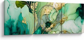Tablou - Abstractizare verde (cu ceas) (90x30 cm)