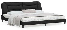 3208023 vidaXL Cadru de pat cu tăblie, negru, 200x200 cm, piele ecologică