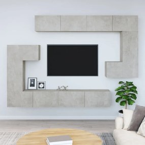 3114593 vidaXL Dulap TV montat pe perete, gri beton, lemn prelucrat