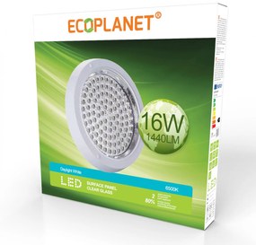 Plafoniera aplicata LED Ecoplanet, rotunda D272mm, 16W, 1440LM, lumina rece 6500k, sticla transparenta, alb Lumina rece - 6500K