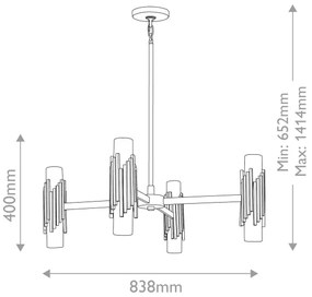 Elstead MARVELE8-AB-OPAL - Lustră MARVELE pe tijă, 8xE14/40W/230V, cu finisaj auriu