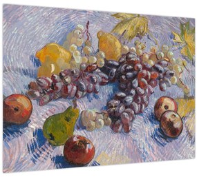 Tablou pe sticlă - Vincent van Gogh, Grapes, Lemons, Pears, and Apples, reproducere (70x50 cm)