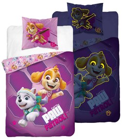 Lenjerie de pat luminoasa PAW PATROL Call the Patrol roz Dimensiune lenjerie de pat: 70 x 80 cm | 140 x 200 cm