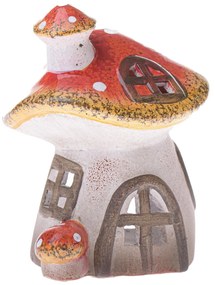 Suport de lumânări din ceramică Casa Toadstool,13,2 x 16,3 x 13 cm