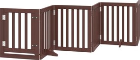 vidaXL Poartă câini pliabilă cu ușă 6 panouri maro, 300 cm, lemn plop
