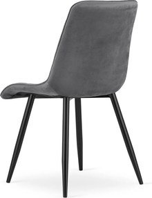 Scaun de masa SPLIT VELVET cu picioare negre, gri inchis