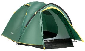 Outsunny Cort de camping 2-3 persoane cort cupolă impermeabil ușor ventilat ușor de montat 2 uși ferestre dim. 3,25L x 1,83l x 1,3H m fibră de sticlă poliester PE verde | Aosom Romania