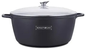 Oala mare, 24 litri, 44 cm tip cratita marmorata antiaderenta, cu capac, pentru zacusca, bulion, gemuri, cu protectie manere din silicon Royalty Line