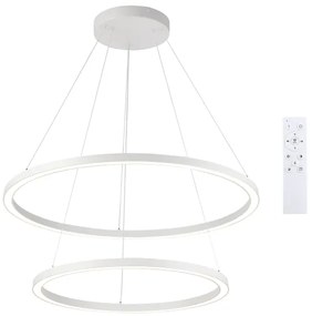 Brilagi - Lustră LED PORTOFINO, dimabilă, suspendată pe cablu, 98 W, 230 V, Ø 80 cm, albă + telecomandă