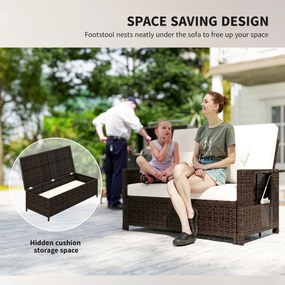 Outsunny Canapea de Gradina cu Banca Mobilier de Gradina din Ratan Maro | Aosom Romania