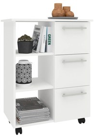 Corp Mobil Loma, 3 Sertare, 3 Rafturi, Alb, 64 x 35 x 85 cm