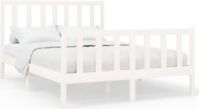 vidaXL Cadru de pat fără saltea, alb, 140x200 cm, lemn masiv pin