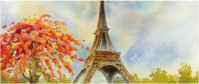 Tablou pictat cu turnul Eiffel (120x50 cm)