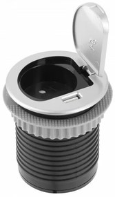 Priza incastrabila in blat, 1 priza schuko + 1 USB 5V 2.4A, cablu 1.9m, negru + aluminiu, GTV