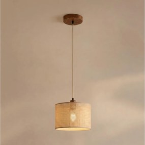 Lustră suspendată pe cablu AIDA 1xE27/15W/230V Ø 25 cm, stejar/rafie