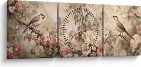 Tablou - Vintage pictura pasăre (cu ceas) (90x30 cm)