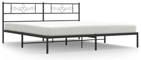 Cadru de pat metalic cu tablie, negru, 180x200 cm