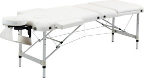 Masa de masaj portabila, pliabila si profesionala din aluminiu HOMCOM pentru cosmetician, terapeut, SPA, alb, 215x60x61-84cm | Aosom Romania