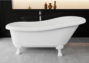 Cada freestanding din compozit Vayer Retro 169x82 cm picioare albe