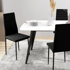 HOMCOM Set de 4 scaune pentru sufragerie, design fără brațe, tapițerie din material textil, picioare metalice, Negru | Aosom Romania