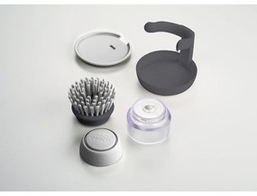 Perie cu dozator și suport Joseph Joseph Palm Scrub, gri