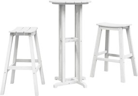 vidaXL Set bar de grădină 3 pcs Alb HDPE
